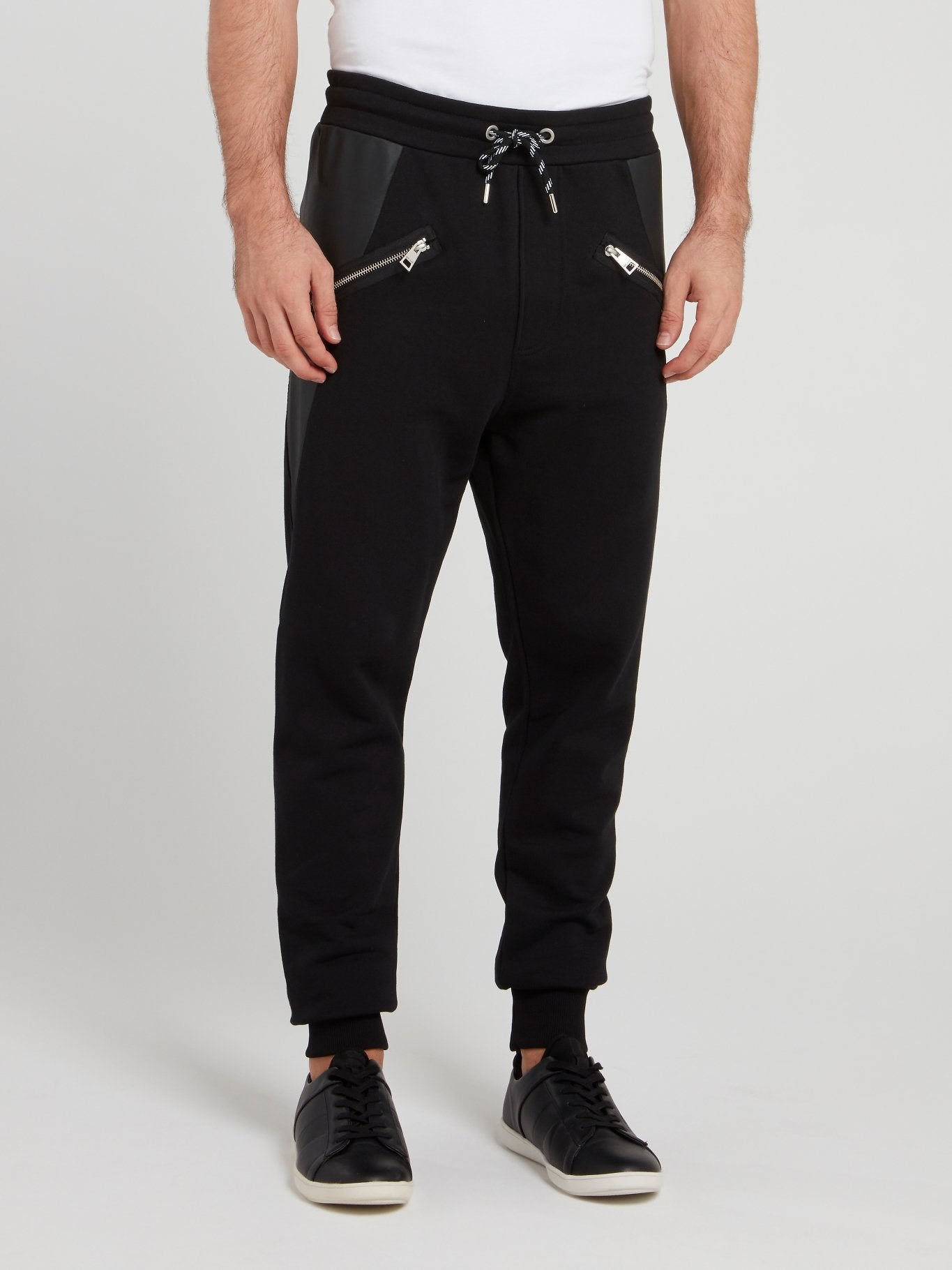 Black Drawstring Cotton Track Pants