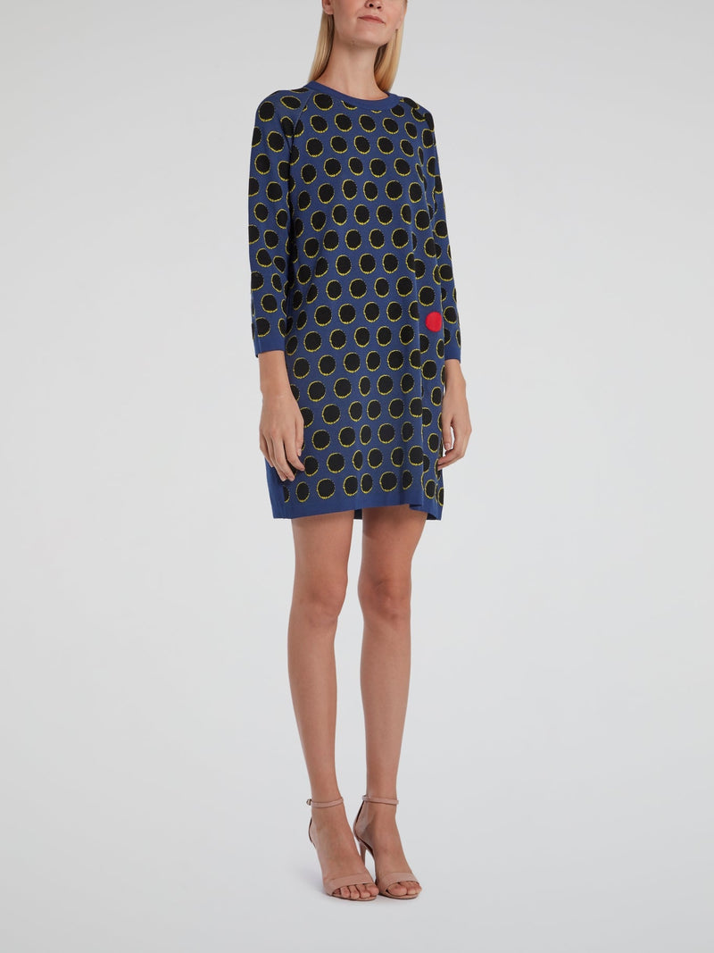 Navy Polka Dot Knit Dress