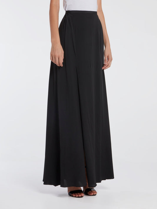 Black Slit Detail Maxi Skirt