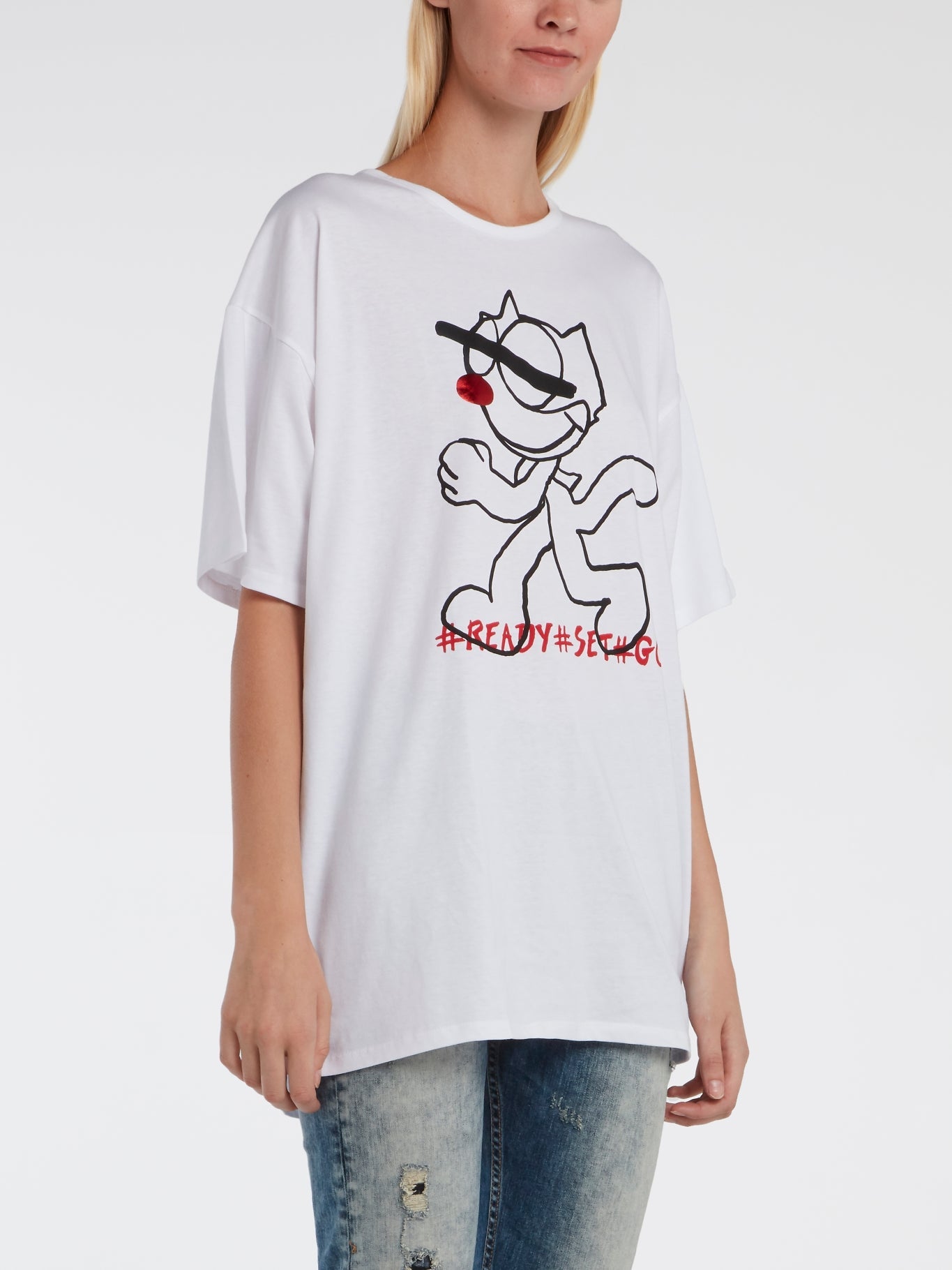 White Felix The Cat Oversized T-Shirt