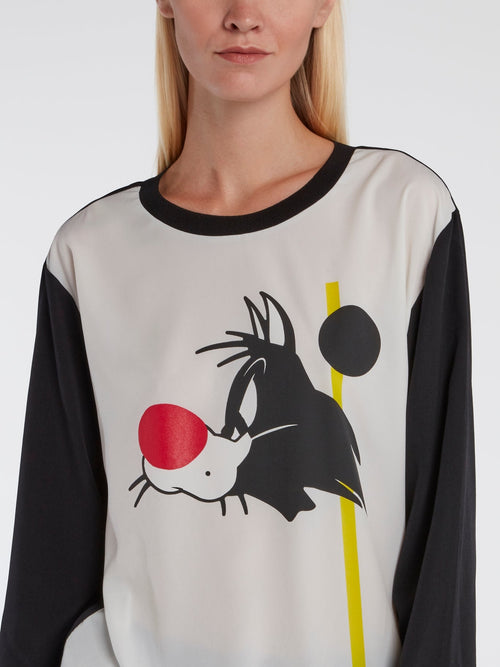 Colour Block Sylvester The Cat Top