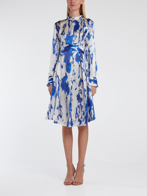 Printed Silk Midi Dress