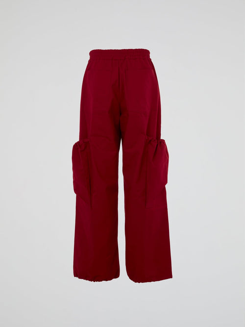 Red Cotton Twill Cargo Pants