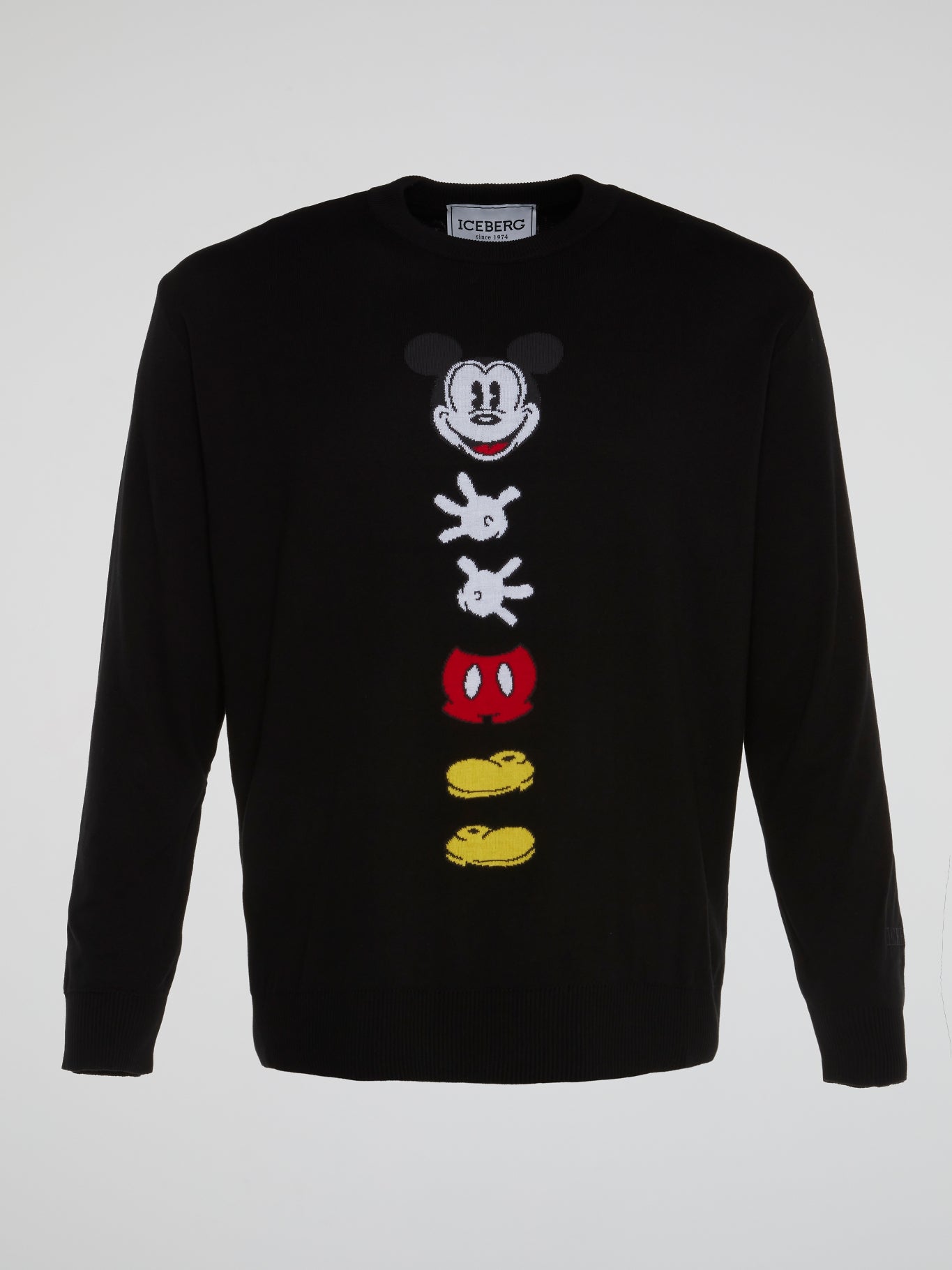 Mickey Mouse Vertical Design Knitted Round Neck Sweatshirt