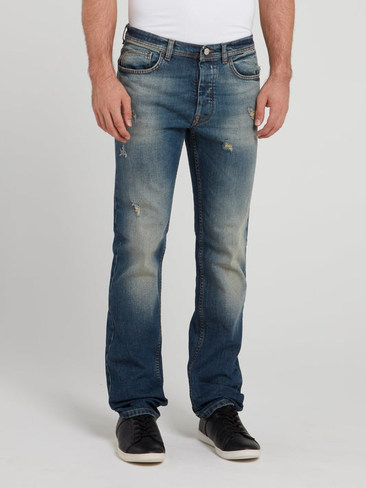 Distressed Straight Cut Jeans