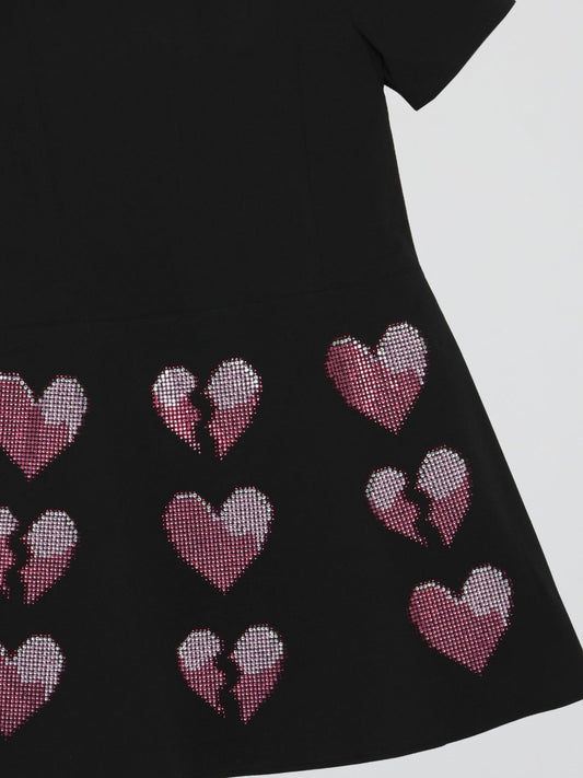 Black Crystal Heart Dress (Kids)