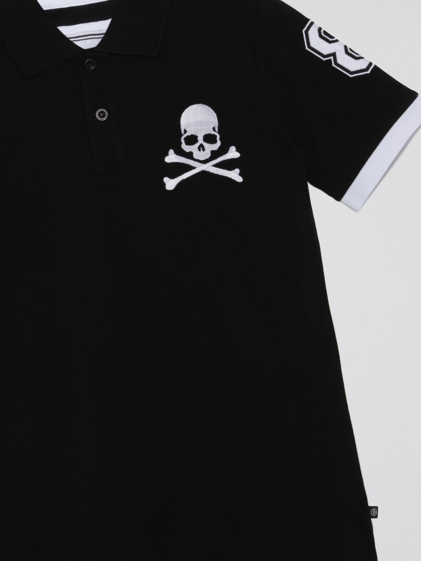 Black Logo Embroidered Polo Shirt (Kids)