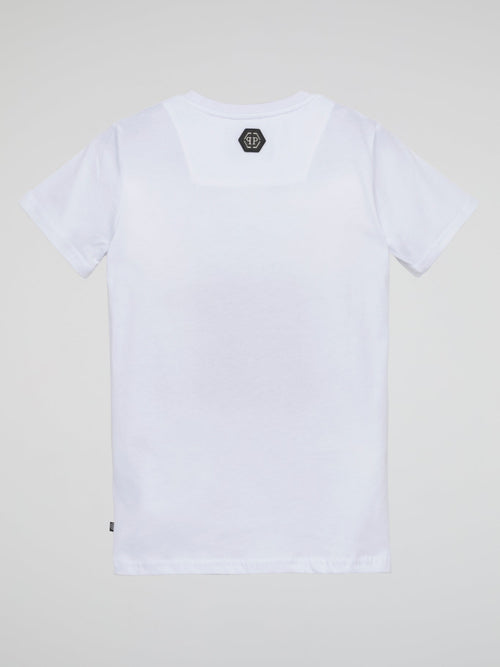 White Embroidered Plein Logo T-Shirt (Kids)