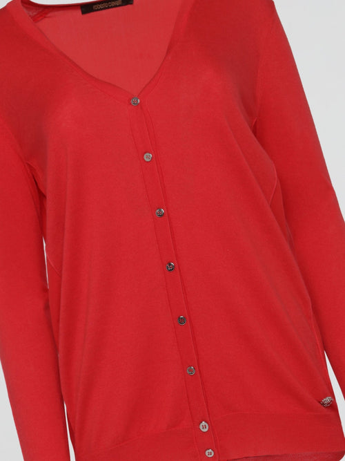 Red Button Up Cardigan