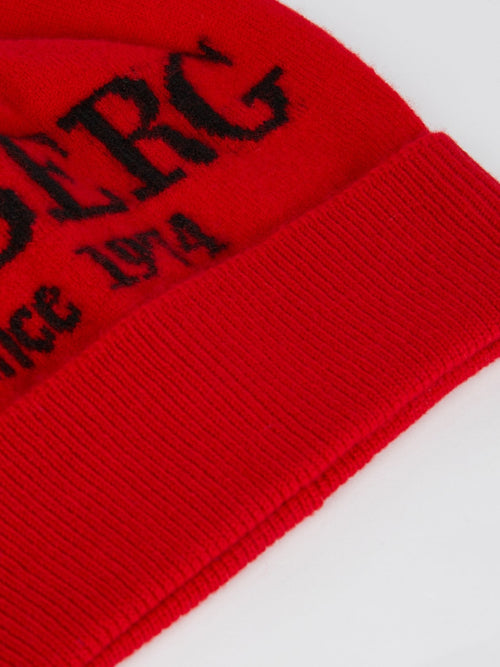 Red Logo Cashmere Beanie