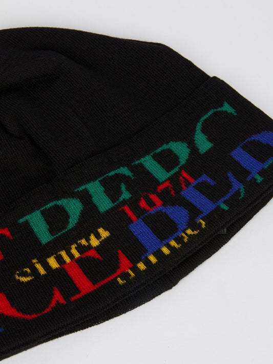 Black with Rainbow Logo Knitted Cap