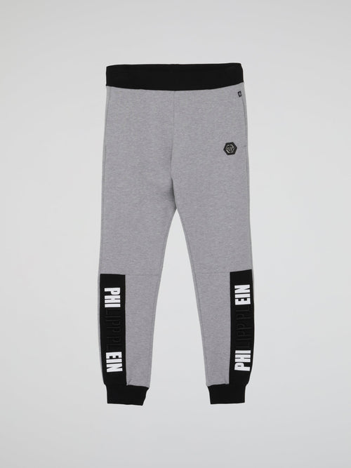 Grey Ribbed Edge Jogging Trousers (Kids)