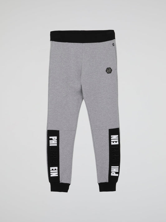 Grey Ribbed Edge Jogging Trousers (Kids)