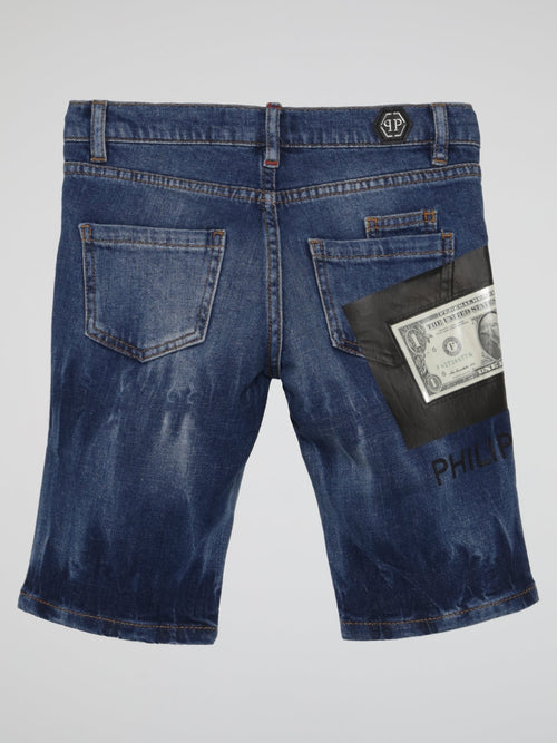 Dollar Patch Denim Bermuda Shorts (Kids)