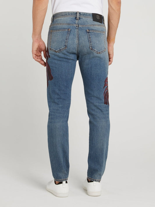 Blue Tropical Stitch Jeans