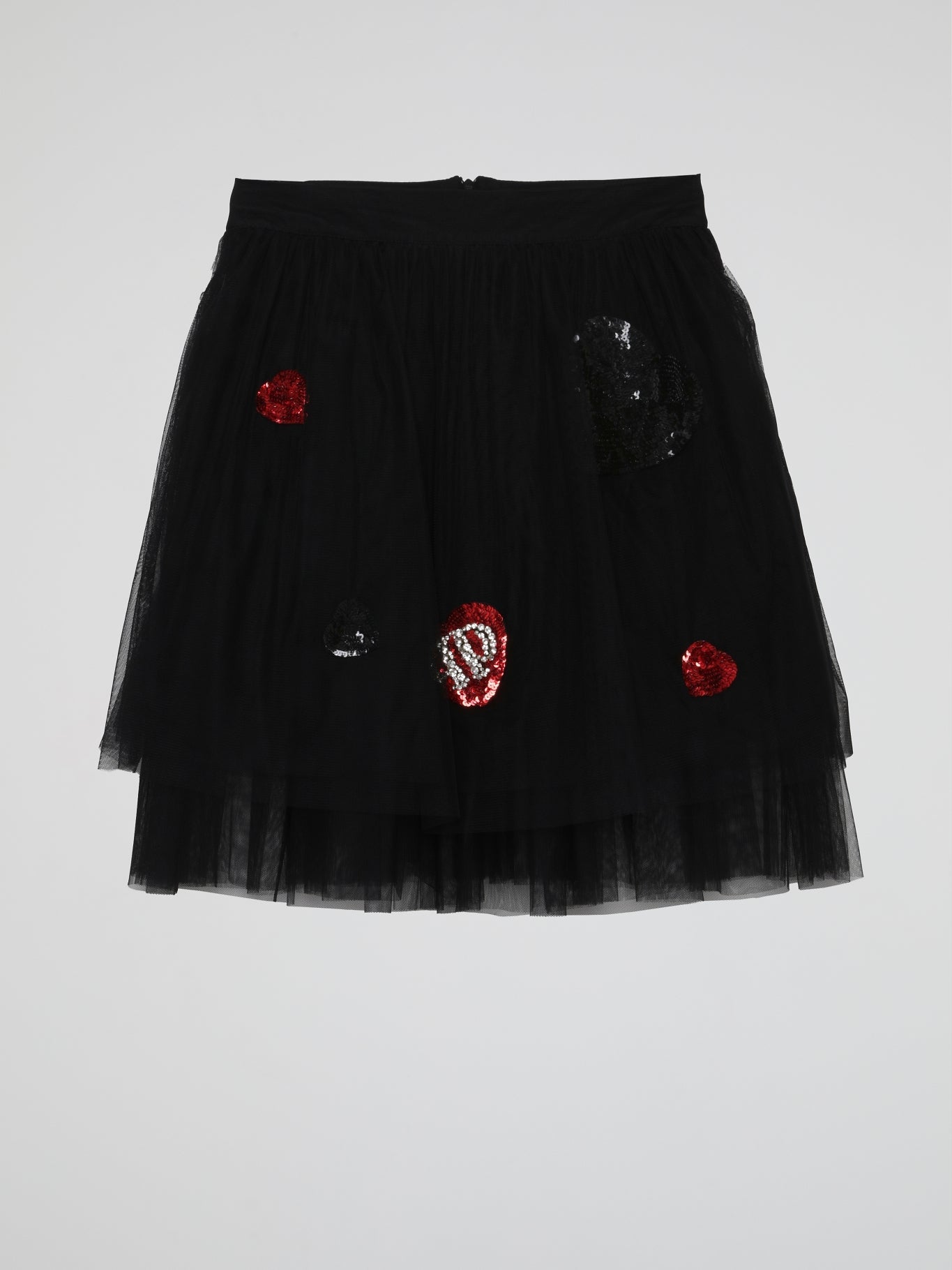 Black Studded Design Layered Short Skirt (Kids)