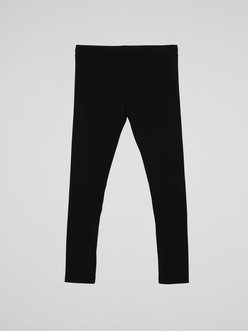 Black With Stud Logo Workout Leggings