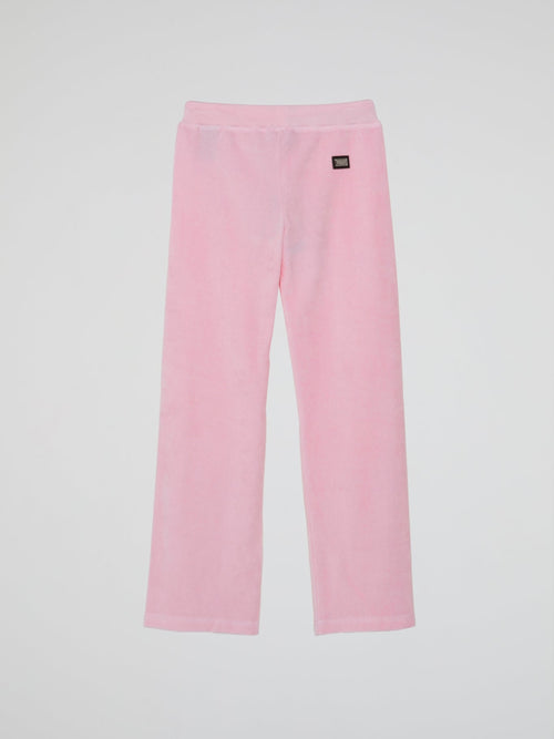 Pink Skull Crystal Velvet Sweatpants (Kids)