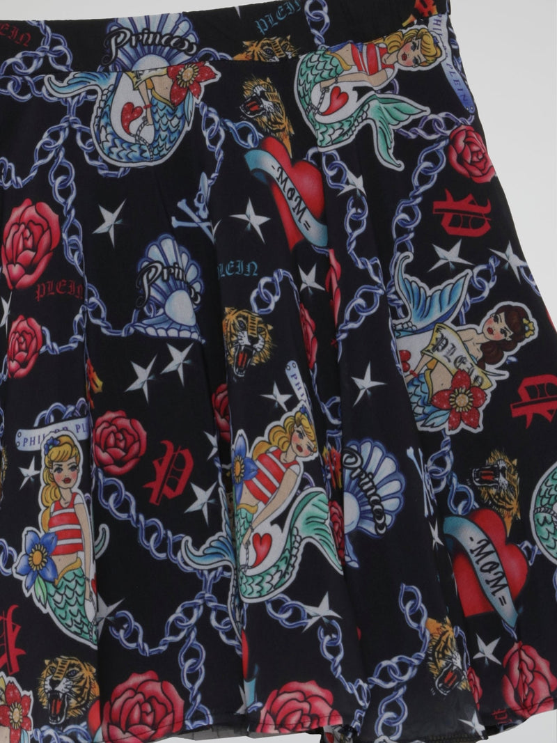 Black Mermaid Print Skirt (Kids)