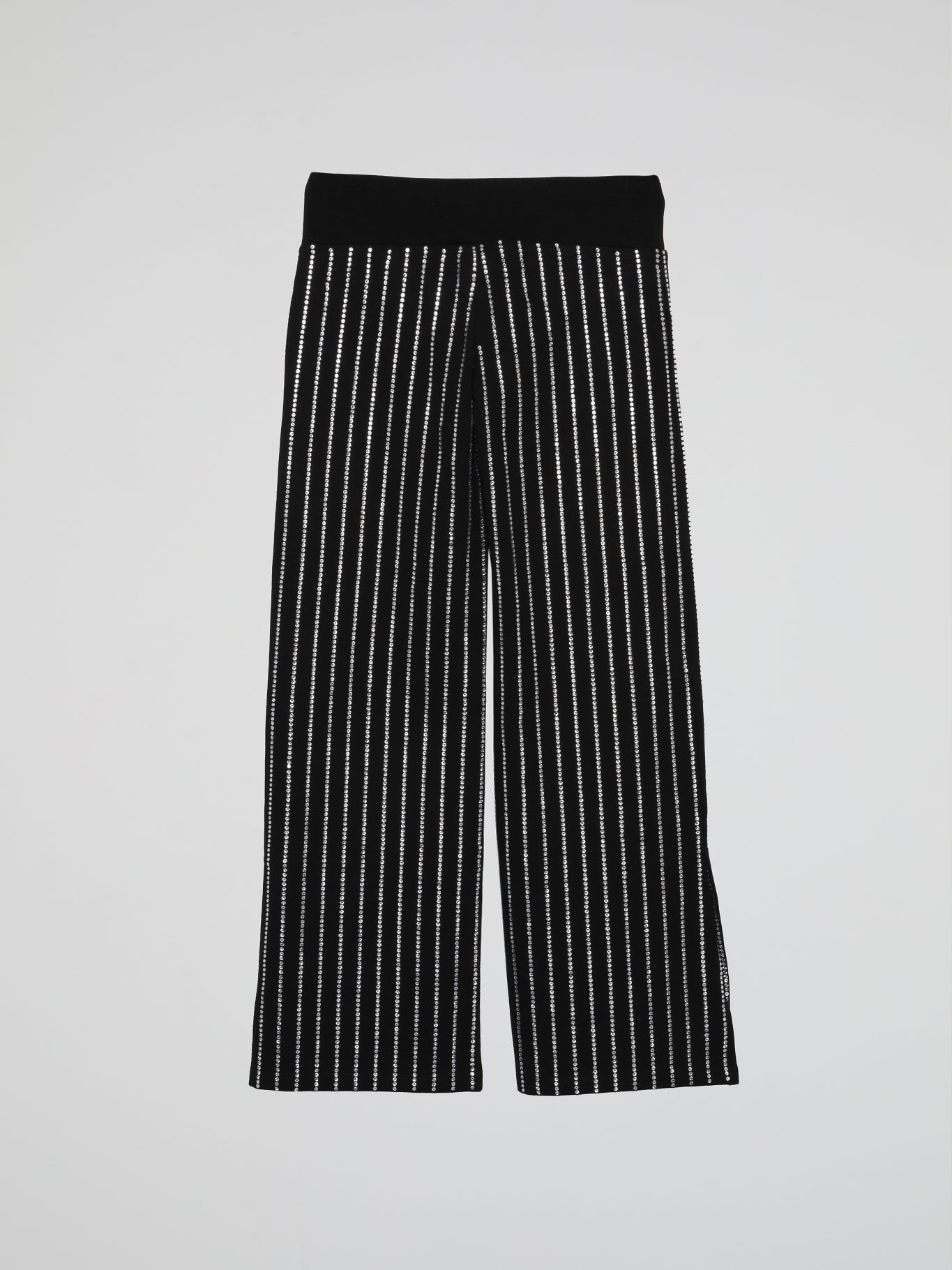 Black Crystal Studded Stripes Trousers (Kids)