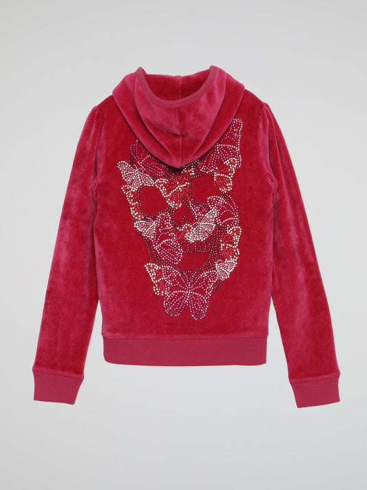 Red Skull Crystals Velvet Sweatshirt (Kids)