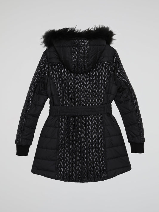 Black Quilted Fur Parka (Kids)