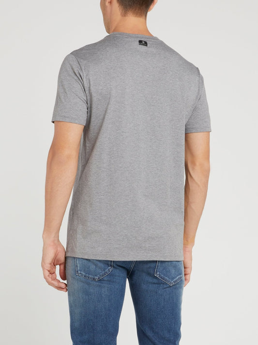 Grey Logo Embroidered T-Shirt