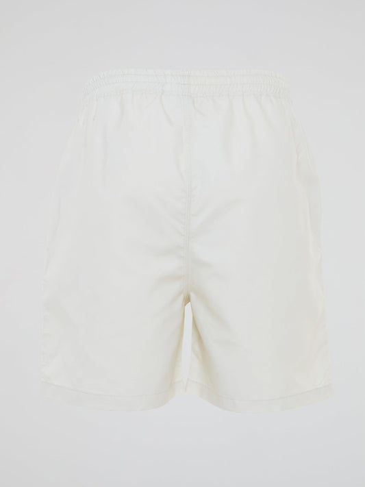 Cream Logo Embroidered Drawstring Shorts
