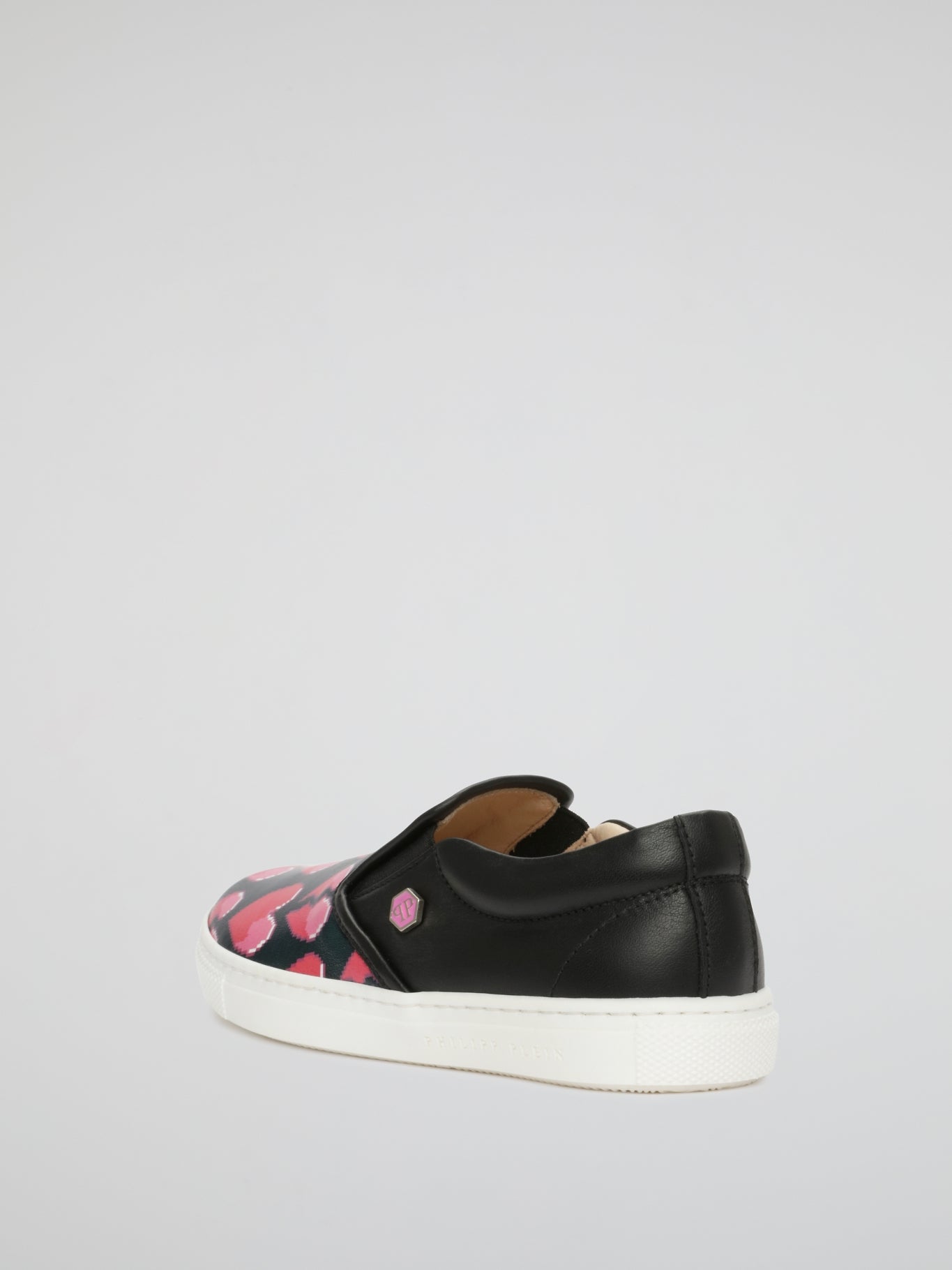 Black Heart Print Slip-On Trainers (Kids)