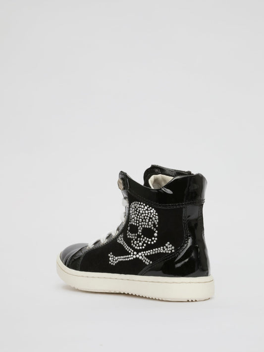 Black Skull High Top Sneakers (Kids)