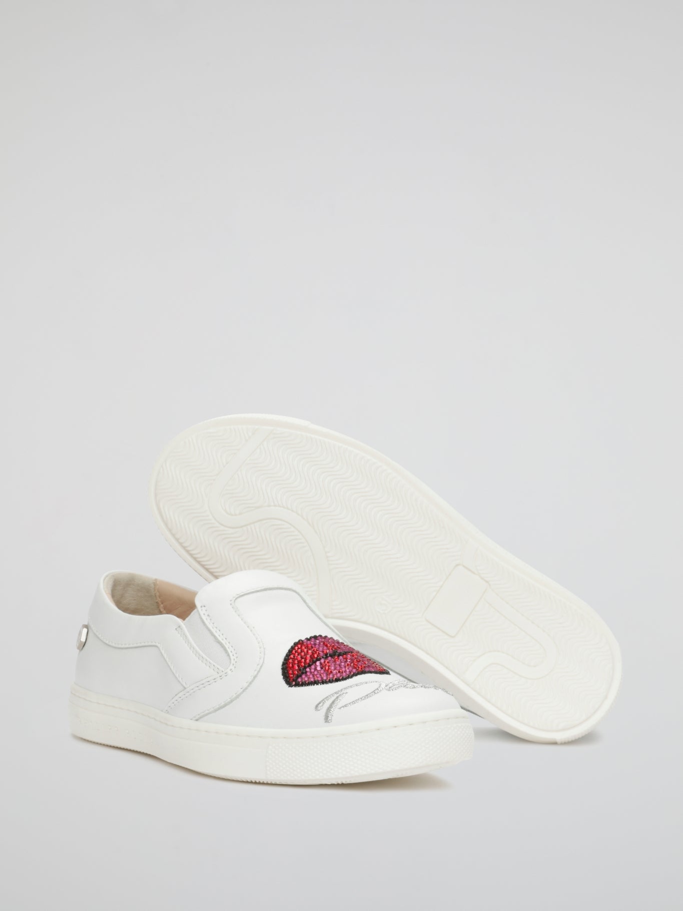 White Plein Wow Slip On Sneakers (Kids)