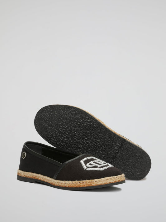 Black Monogram Espadrilles (Kids)