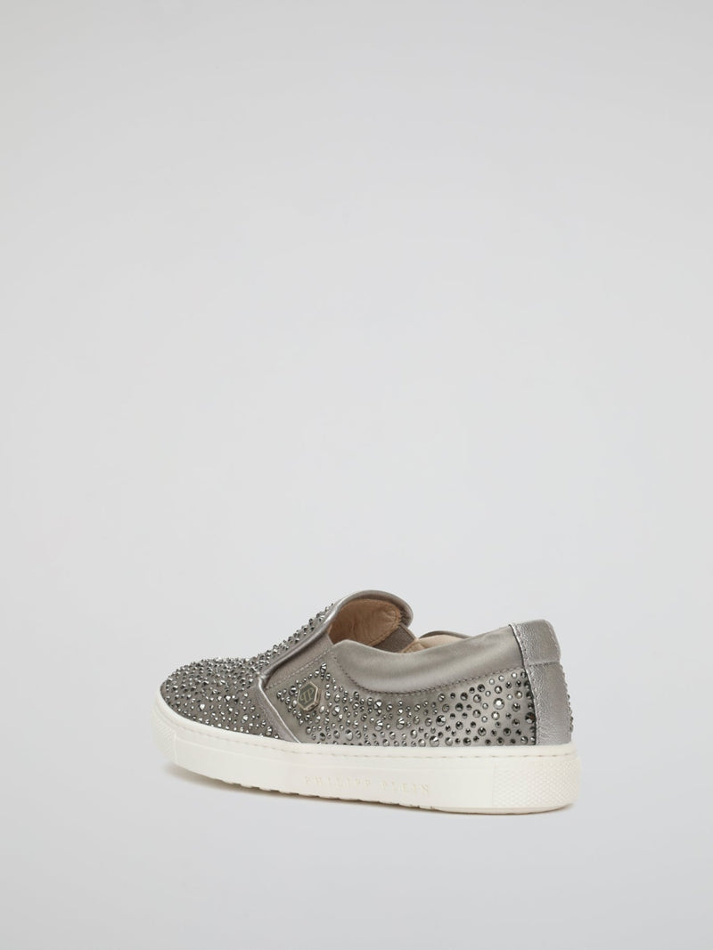 Metallic Studded Slip-On Sneakers (Kids)