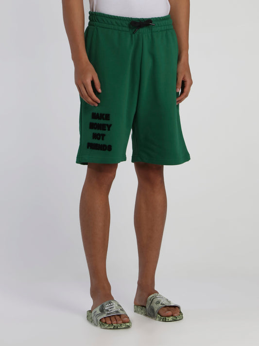 Green Drawstring Logo Shorts